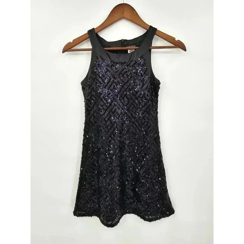 Marciano M 10/12 Black Sequin Fancy Party Dress